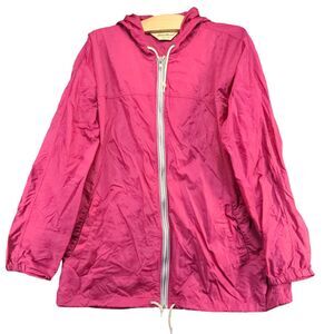 Eddie Bauer Men's Full Zip Hooded Windbreaker Jacket Pink Large Vented